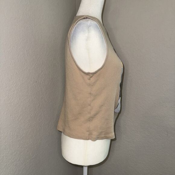 Britney Spears Merch Lucky Ribbed Graphic Tank Top in Tan Women’s Size Large - Picture 2 of 8